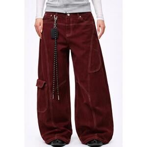 Red Cargo Wide Leg Pants